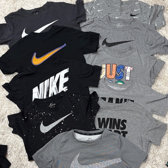 Lot of Nike Kids Short Sleeve Tees - Black, Gray, and Multicolor - Picture 1 of 8